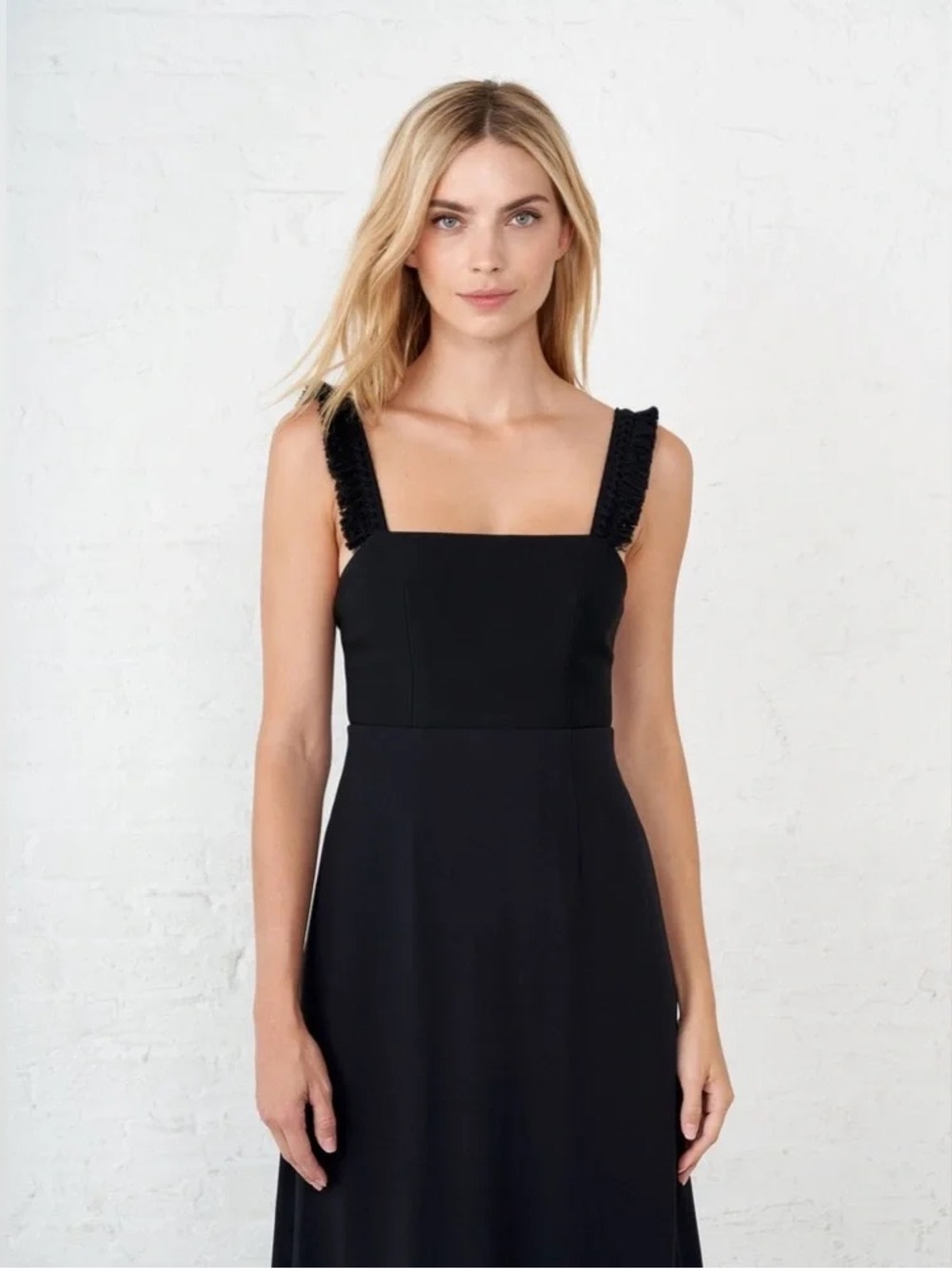 La Ligne • La Frange Dress black midi fringe strap cut out back minimalist - Picture 8 of 15